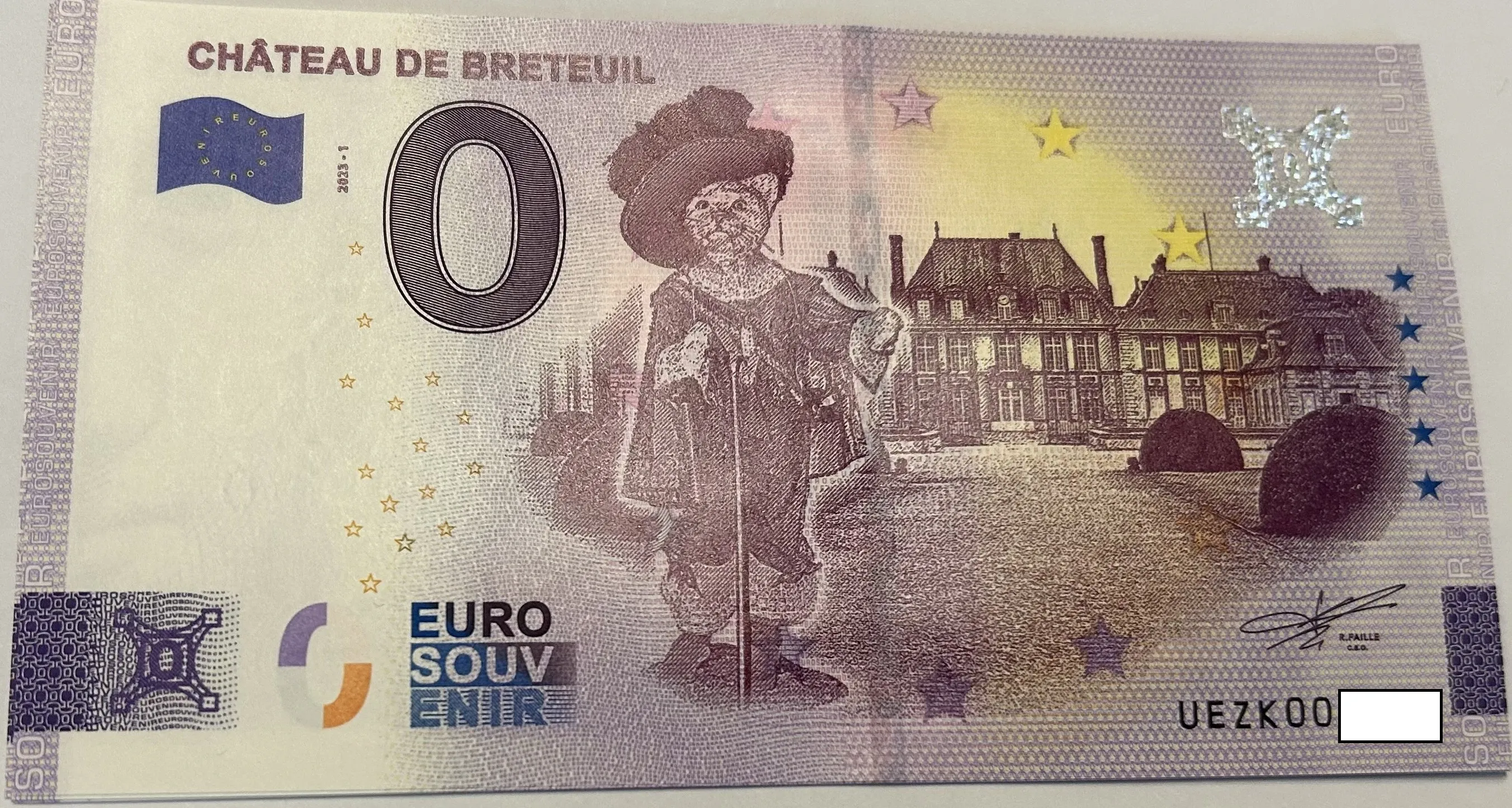 BILLETE 0 EURO FRANCIA UEZK 2023-1 CHATEAU BRETEUIL